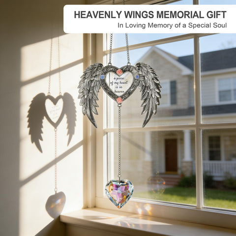 TRINYVORA angel wings crystal suncatcher with inscription evokes comfort