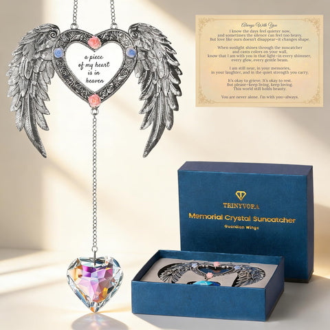 TRINYVORA crystal sun catcher memorial heart shines in sunlight creating warm memories
