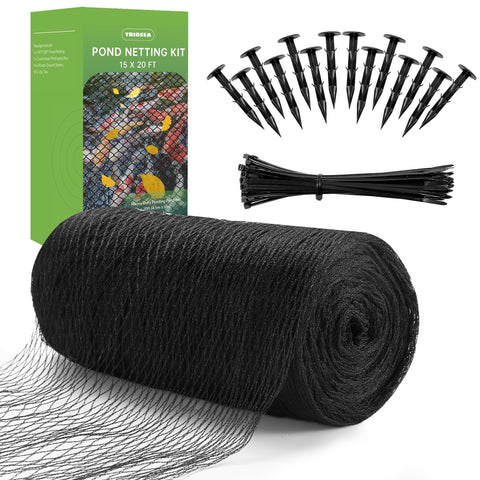 TRIOSEA pond netting 15x20 ft kit shields koi from birds and leaves