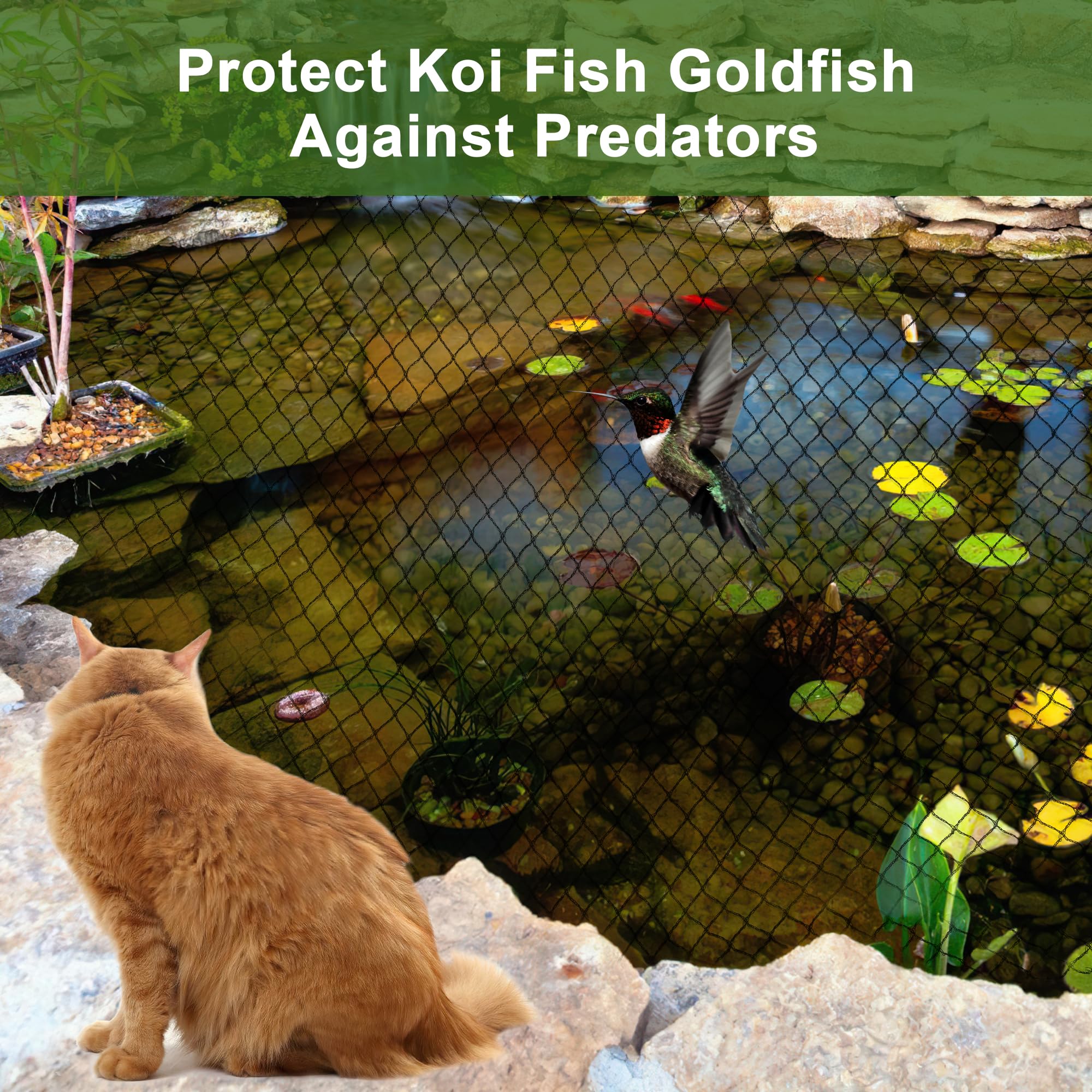 TRIOSEA pond netting kit contents with net stakes and zip ties