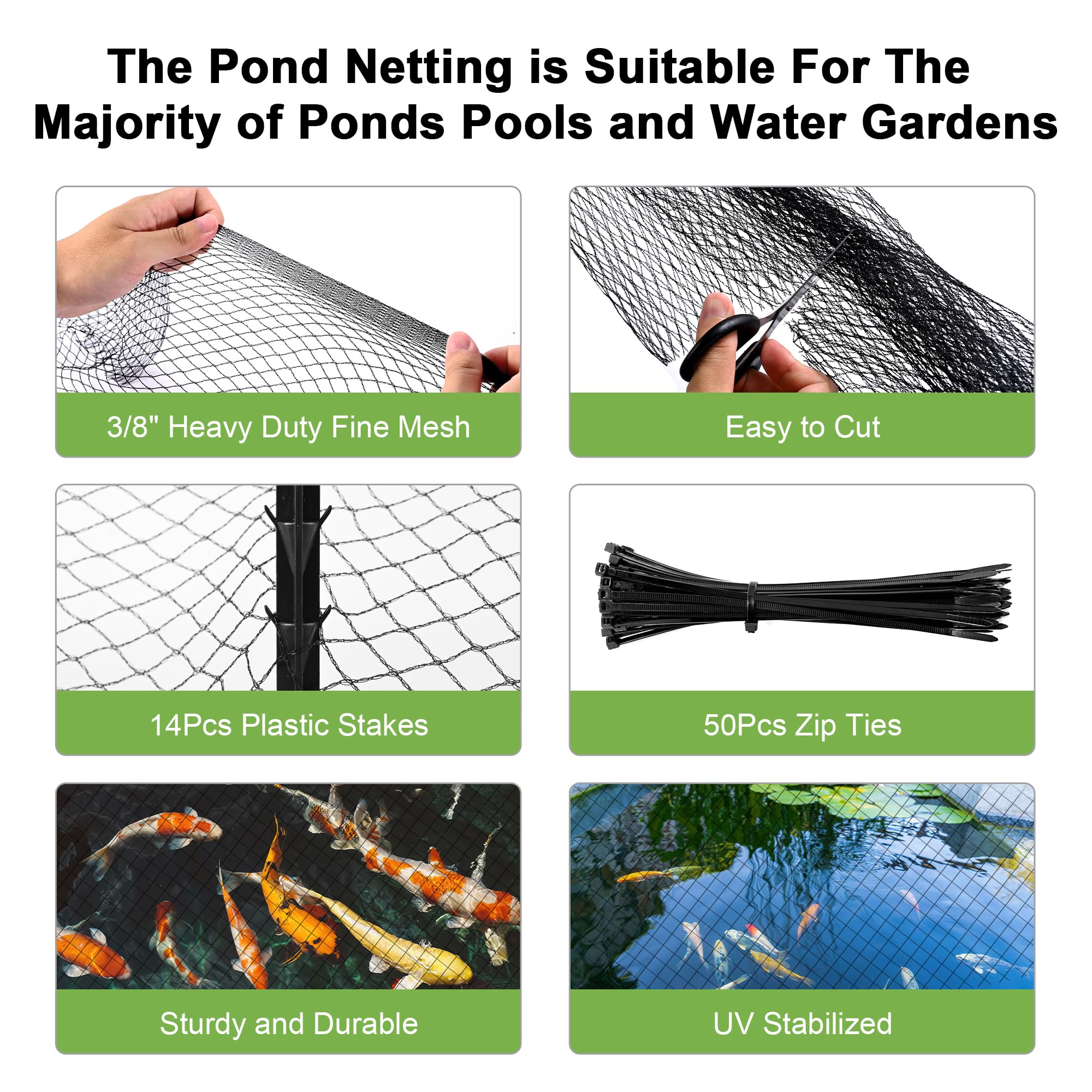 TRIOSEA pond view seen clearly through thin mesh netting