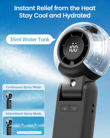 TriPole foldable neck-strap mode for hands-free cooling while moving.