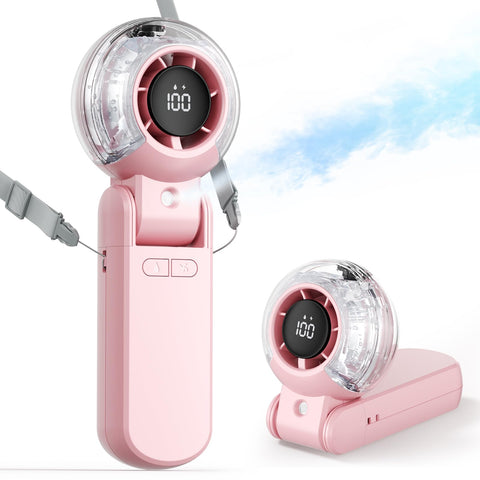 TriPole misting fan portable desk-tilt view for versatile cooling.