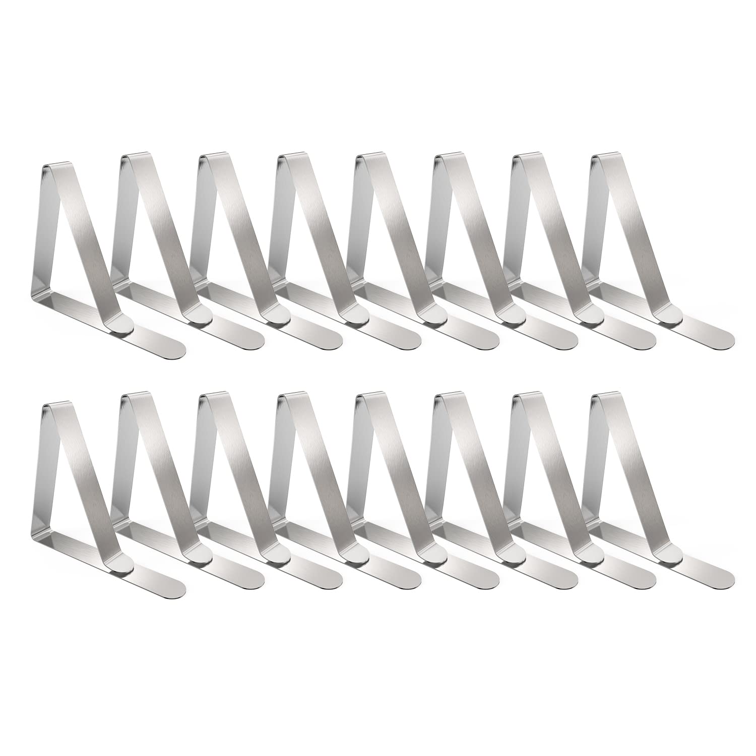 TriPole tablecloth clips close-up showing stainless steel grip on fabric
