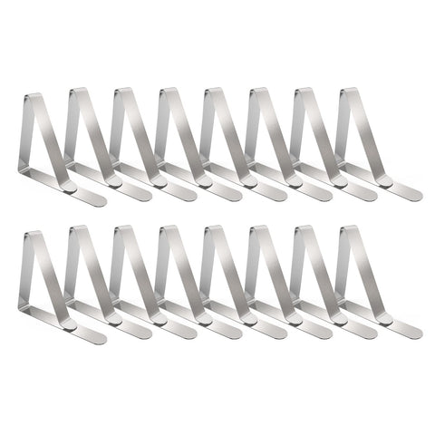 TriPole tablecloth clips close-up showing stainless steel grip on fabric