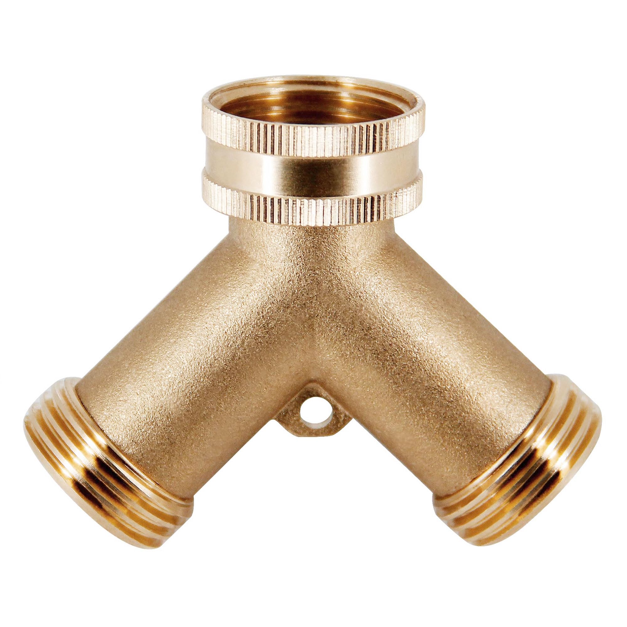 Two-pack Triumpeek brass hose splitter ideal for simultaneous garden tasks.