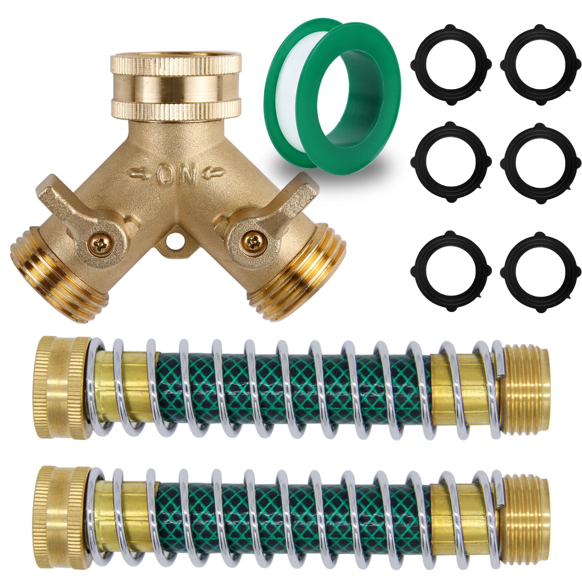 Triumpeek brass 2way hose connector showing durable construction for steady water flow