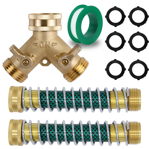Triumpeek brass 2way hose connector showing durable construction for steady water flow