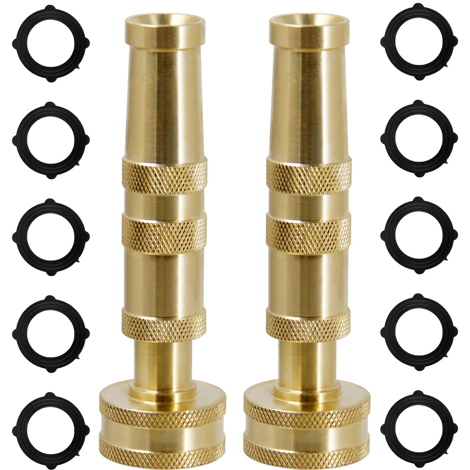 Triumpeek brass hose nozzle with jet spray for efficient cleaning.
