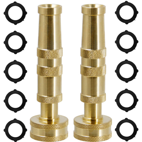 Triumpeek brass hose nozzle with jet spray for efficient cleaning.