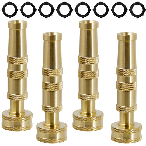 Triumpeek solid brass hose nozzle pack shows durable design for garden watering.