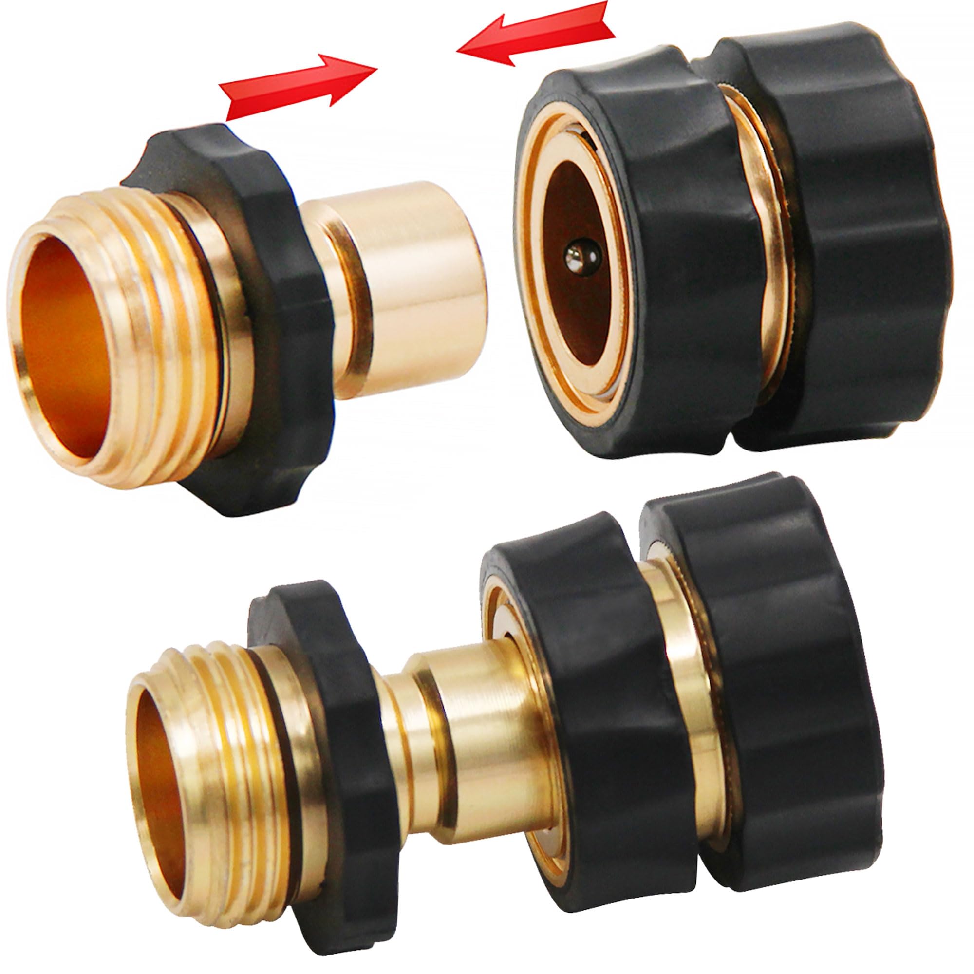 Triumpeek quick-release hose connector features a spring lock for smooth operation.