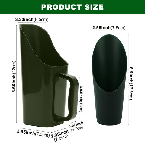 Trivolein potting scoop transfers soil and fertilizer cleanly