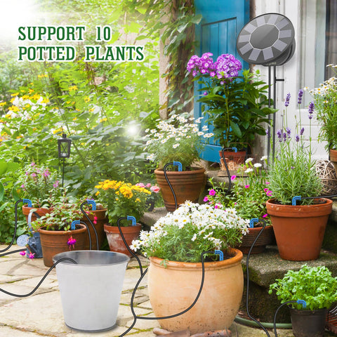 TRJZWA irrigation drippers (10-pack) delivering slow, targeted watering for pots.