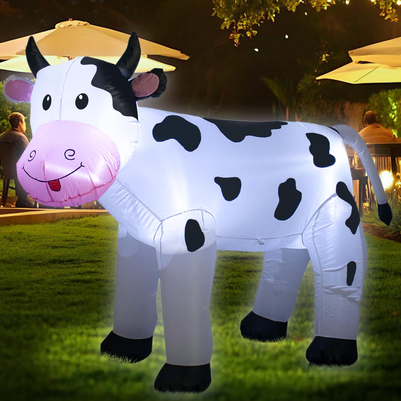 TRMESIA inflatable cow used as a party prop for spring events