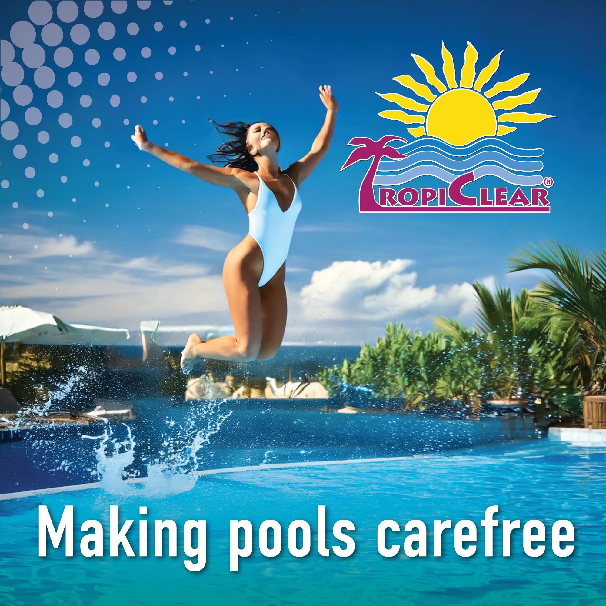 TropiClear stabilizer used in an above-ground pool setup for simple dosing