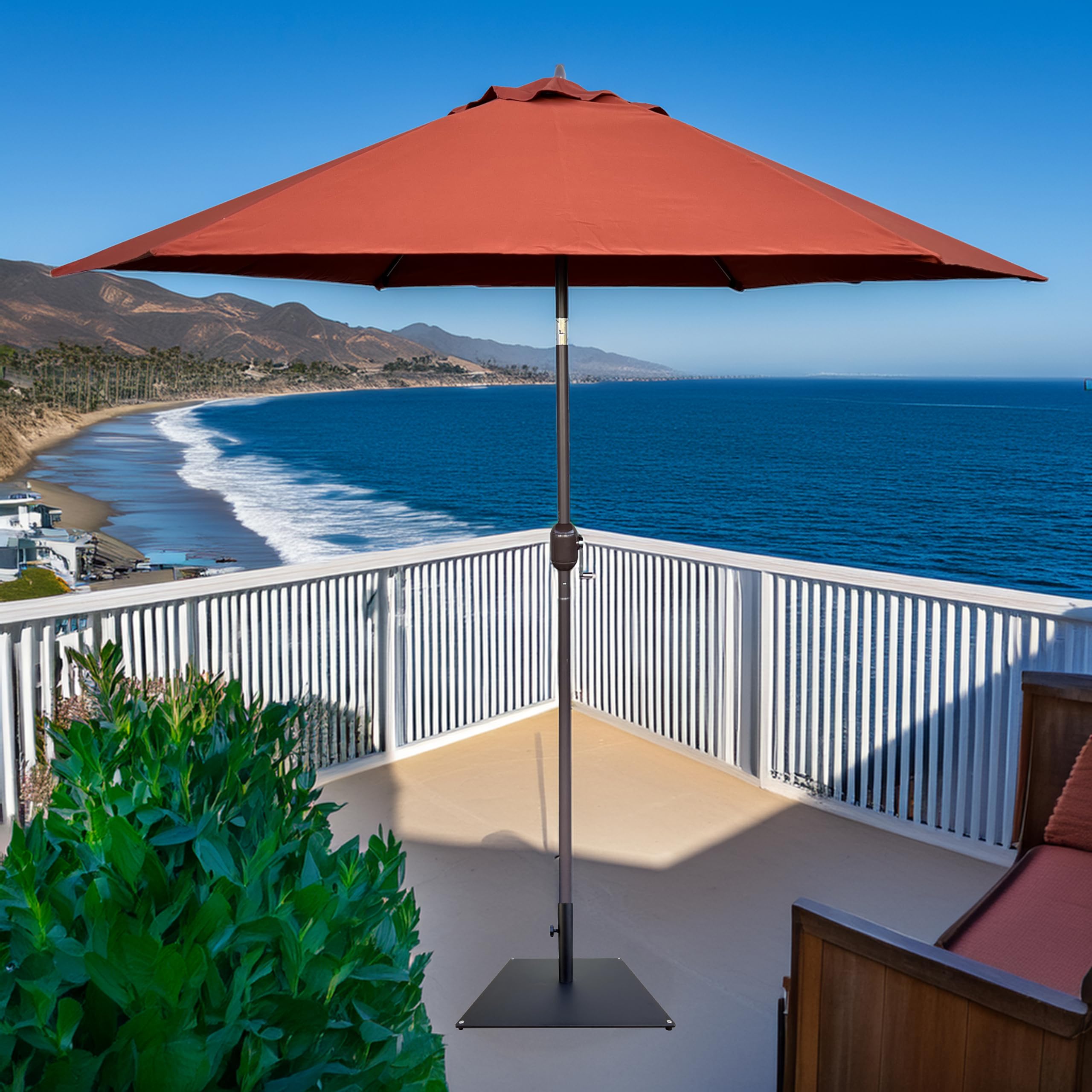 Tropishade steel base dimensions emphasize 20x20 inch footprint for stability