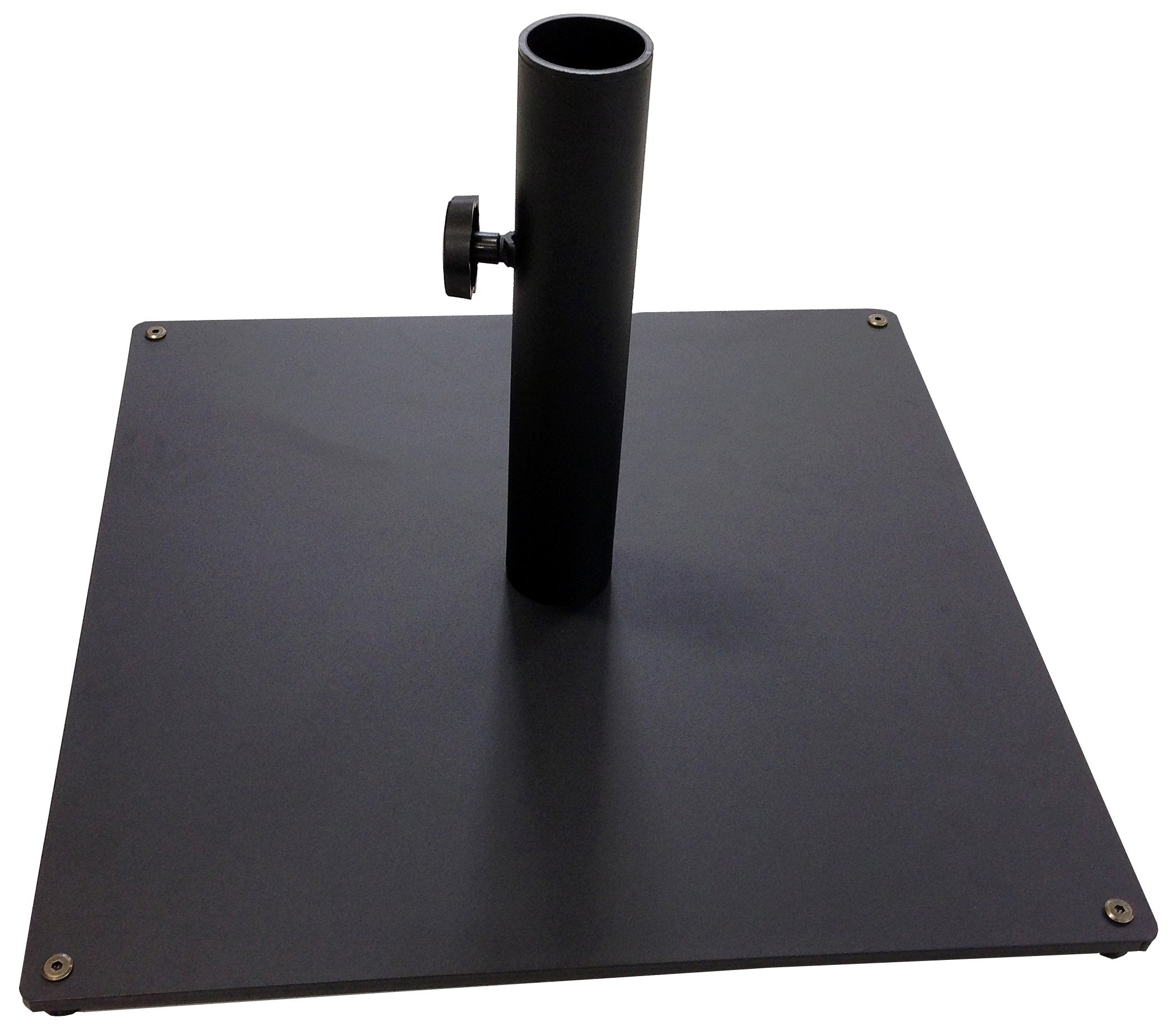 Tropishade steel base top view shows a 20x20 inch footprint for stable support