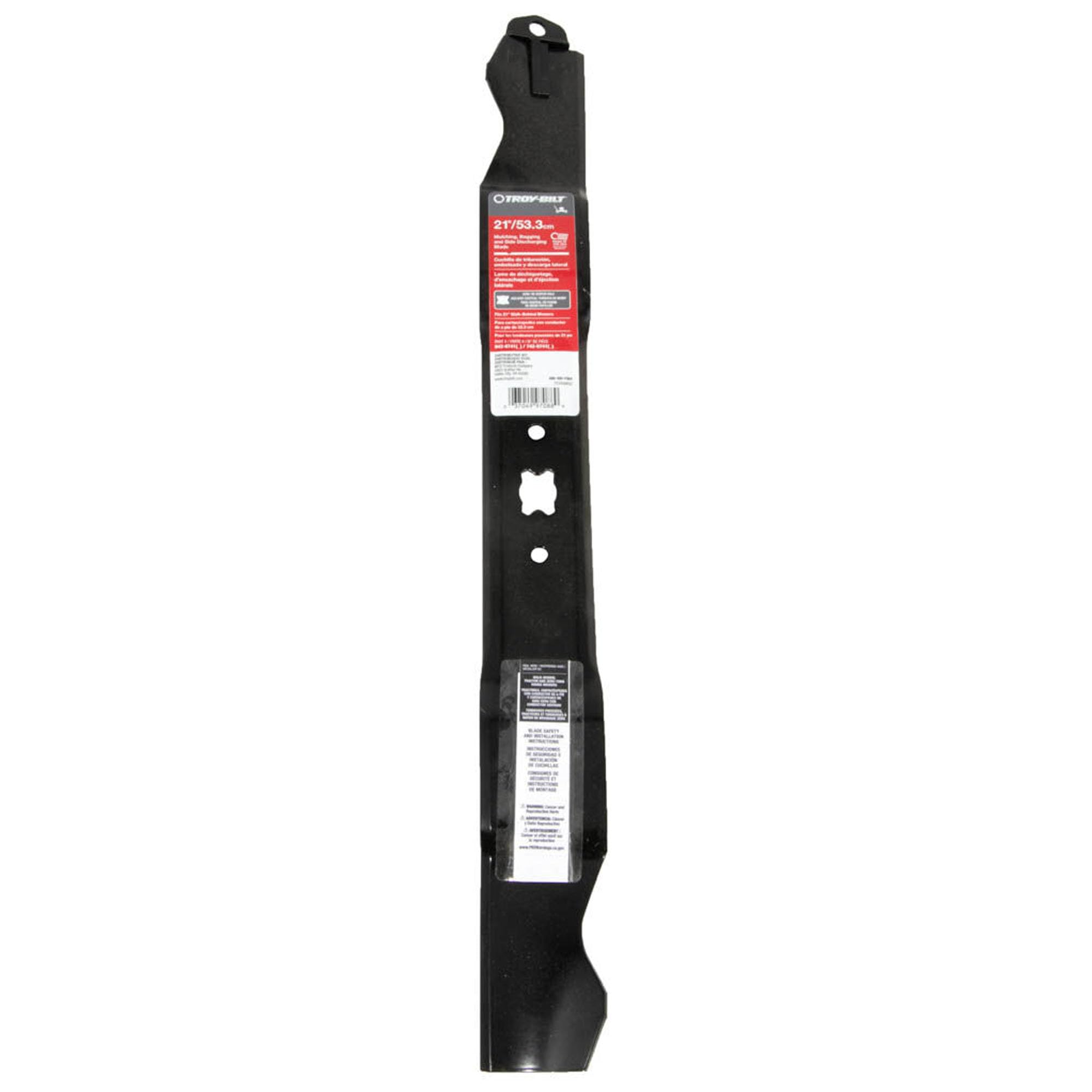 Troy-Bilt original blade for 21-inch mower showing OEM compatibility and clean cuts.