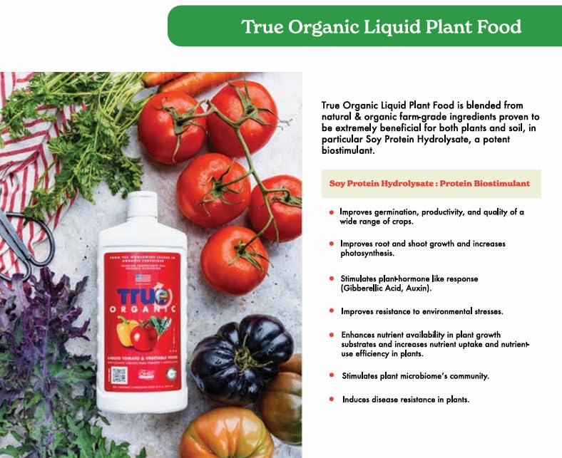 True Organic 16 oz bottle labeled for clear garden nourishment.