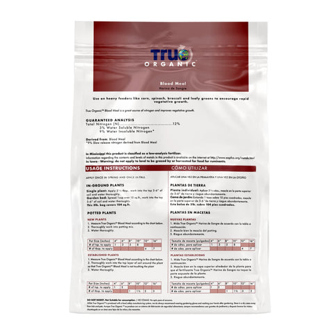 Spring and Fall application of True Organic Blood Meal in garden plots.