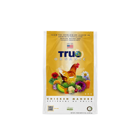 True Organic Chicken Manure bag front highlights eco-friendly soil health.