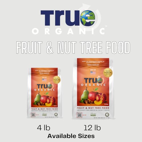 True Organic Fruit & Nut Food bag 12lb, ideal for larger orchard coverage.