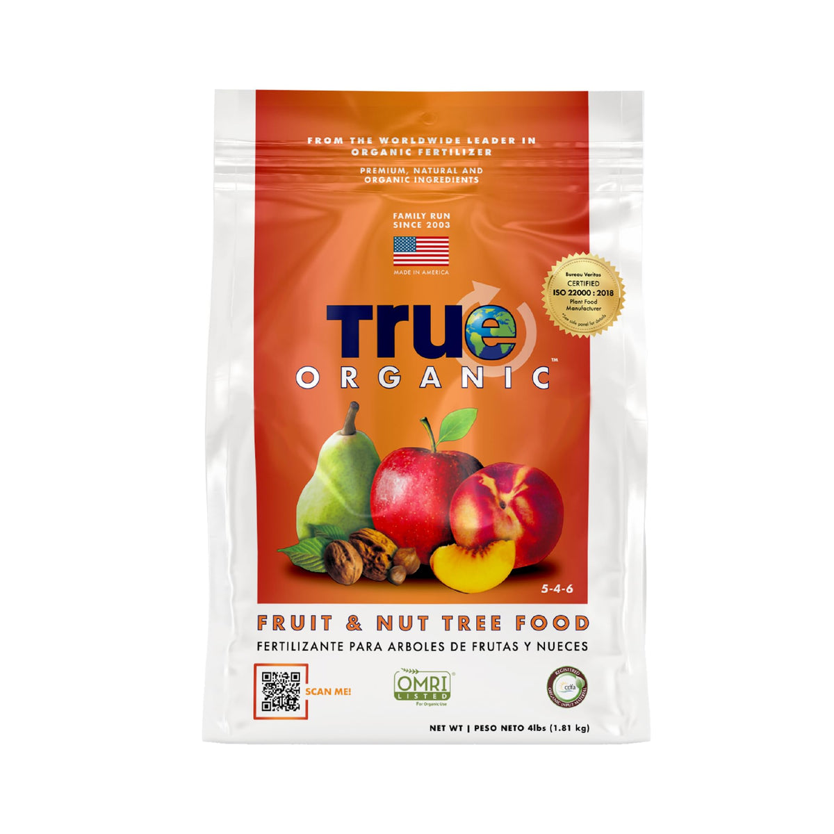 True Organic Fruit & Nut Food granules in a bag boost soil health.
