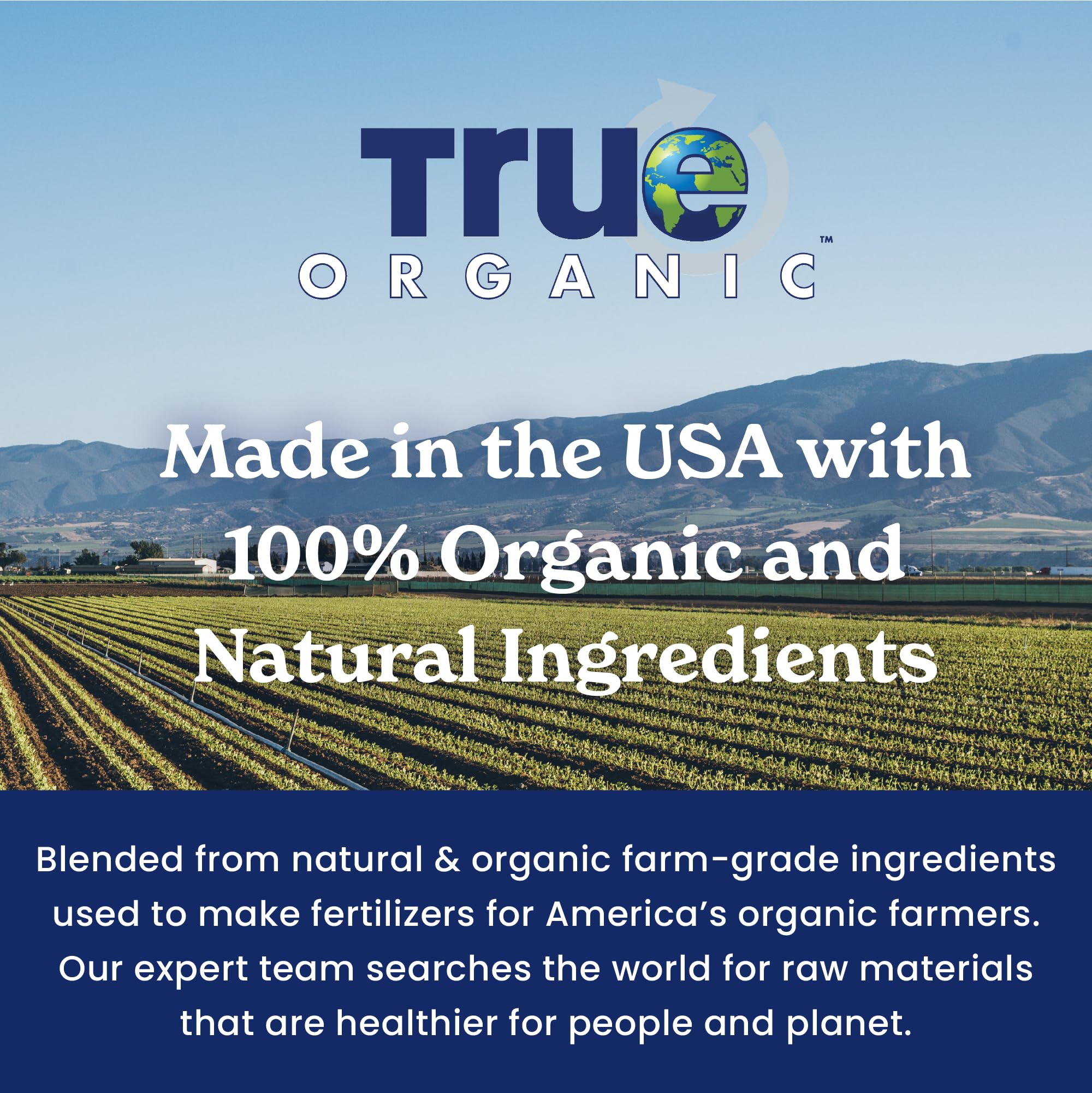 True Organic Fruit & Nut Food covers up to 210 sq ft with 12lb bag.