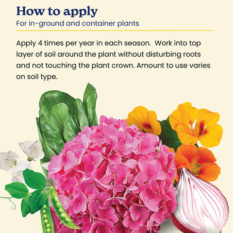 True Organic Garden Lime supports hydrangea blooms by adjusting soil acidity