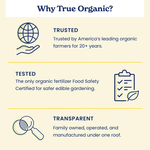 True Organic Garden Lime used around shrubs to enhance soil quality