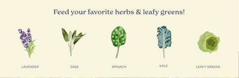 True Organic Herb and Leafy Greens Food nutrition label communicates balanced nutrients for herbs.