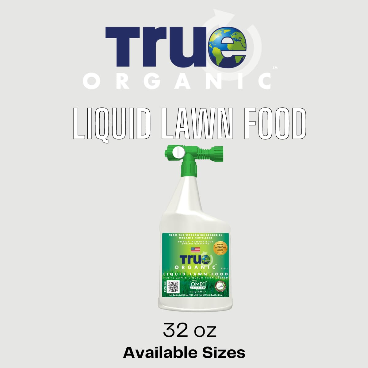 Organic blend ingredients of True Organic with soy protein for soil and plant support.