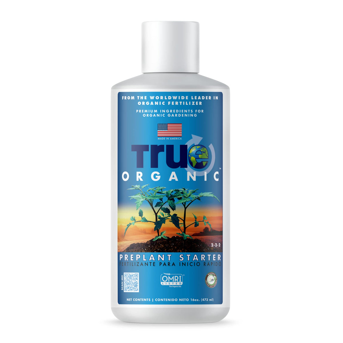 True Organic Liquid Preplant Starter bottle for seedlings boosts establishment