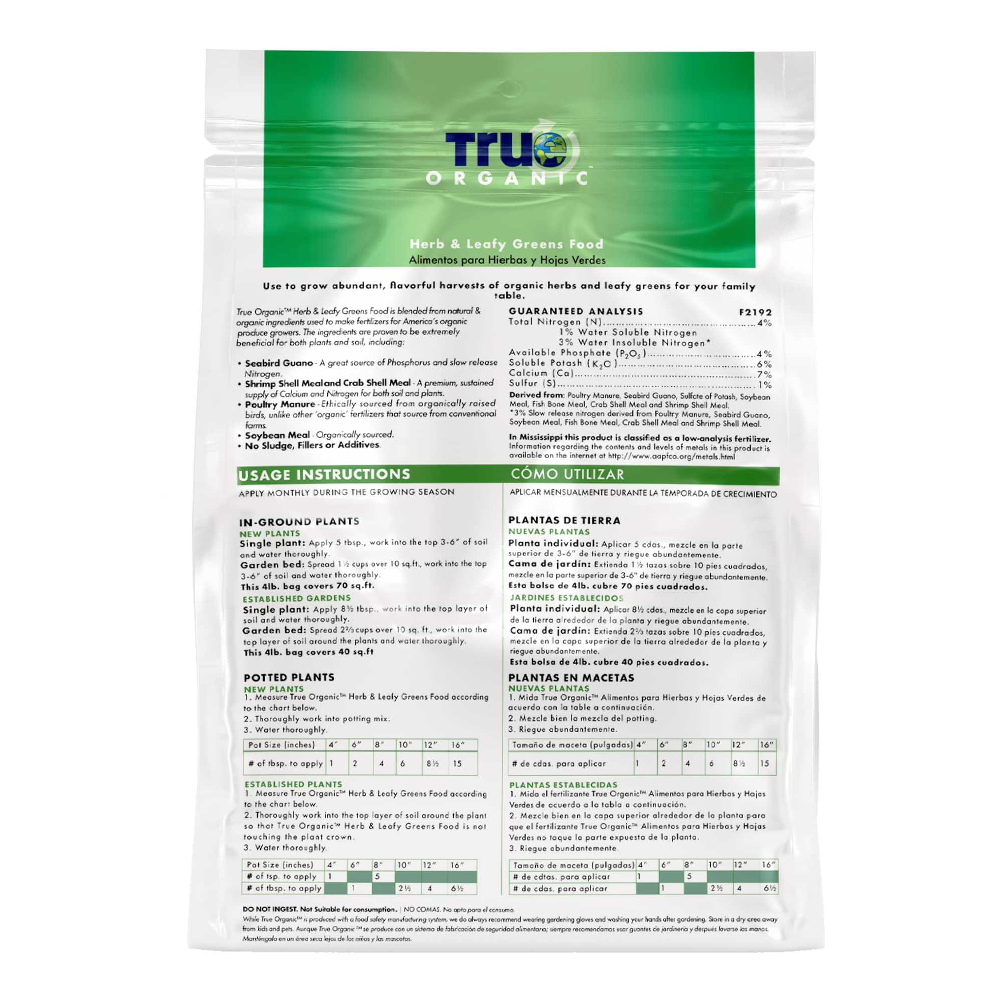 True Organic poultry manure component image conveys steady, slow-release nutrition for plants.