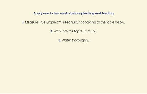 True Organic Prilled Sulfur soil-application aids balanced garden beds