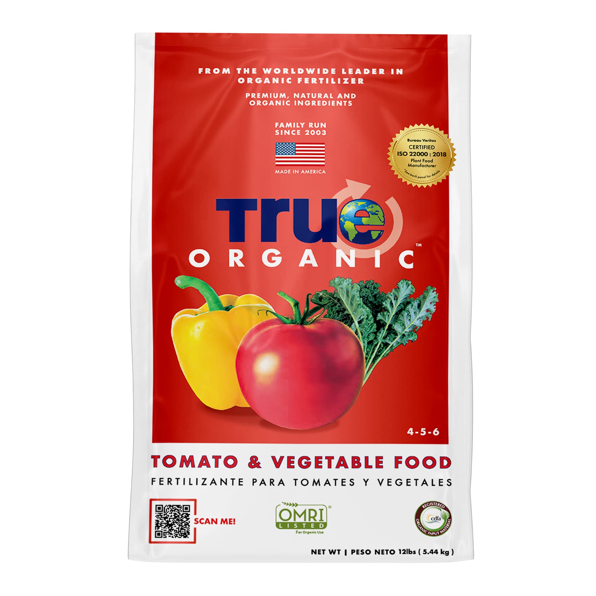 True Organic Tomato & Vegetable Food bag front for soil nourishment and healthy harvests