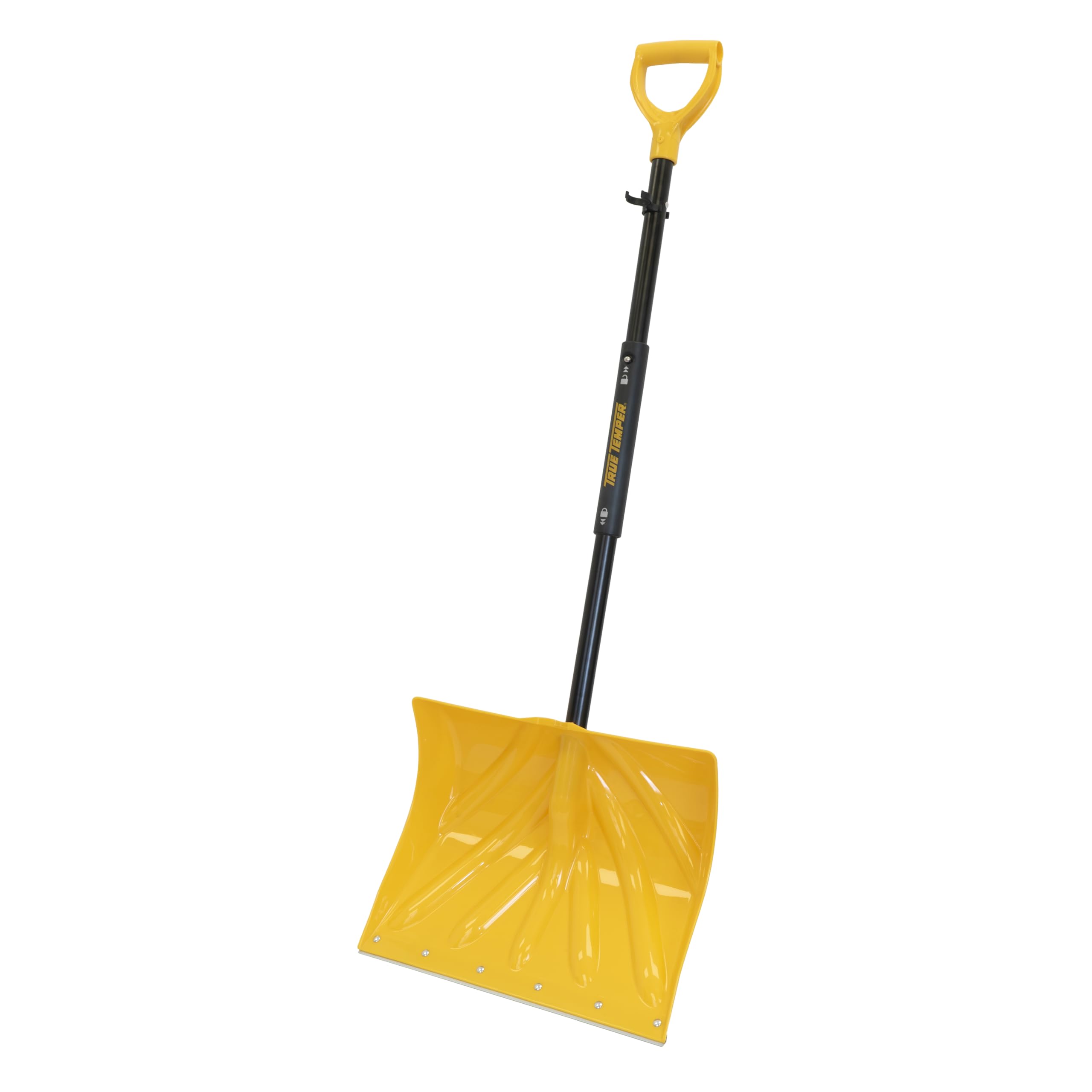True Temper 18-inch folding snow shovel folded for compact car storage
