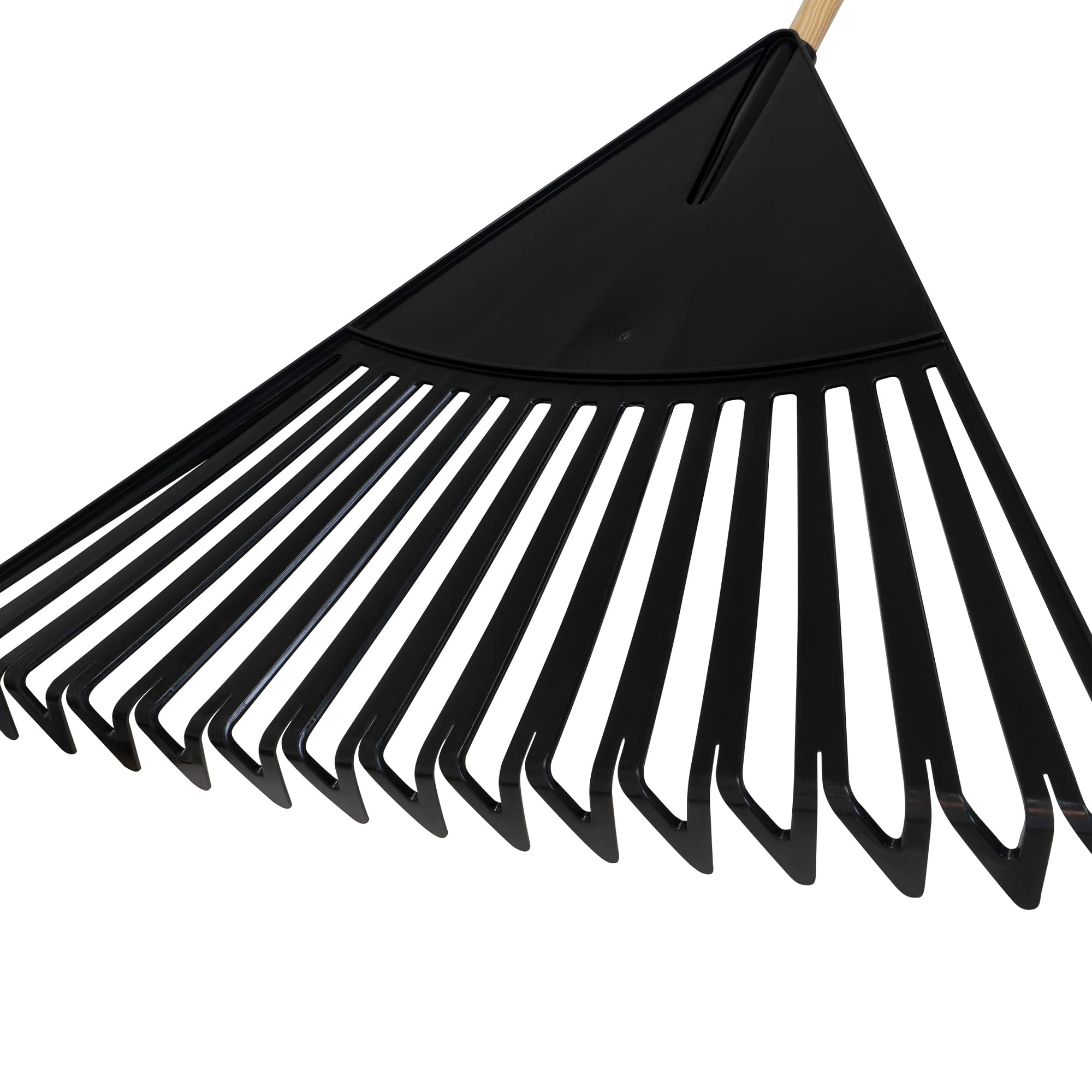 True Temper black leaf rake working in a tidy yard.
