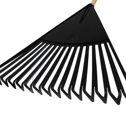 True Temper black leaf rake working in a tidy yard.