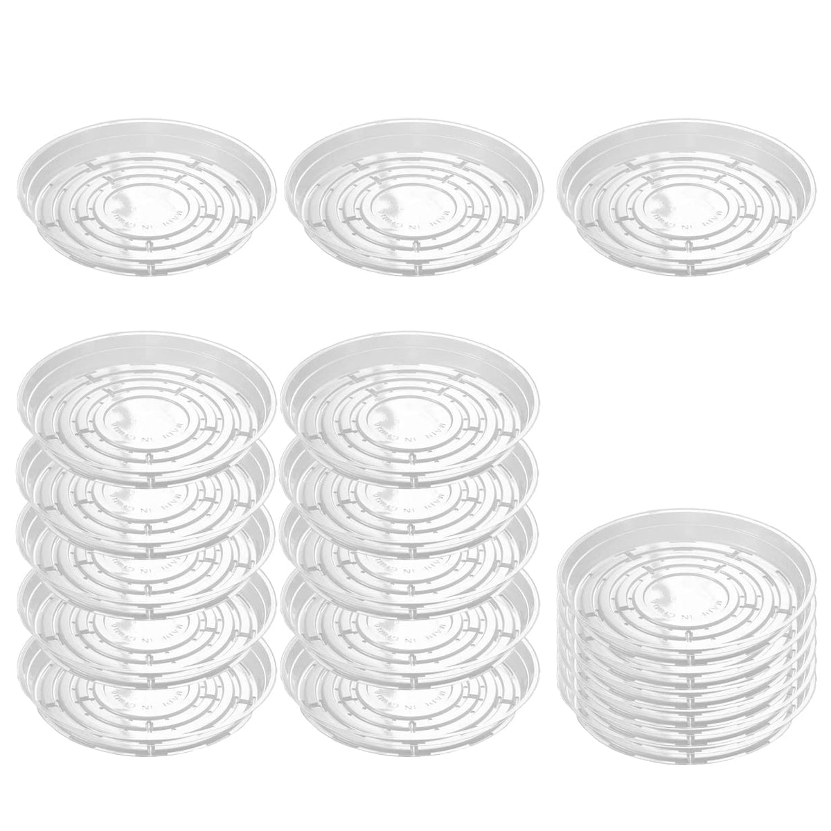 TRUEDAYS 10 inch clear plant saucer pack for indoor and outdoor use.