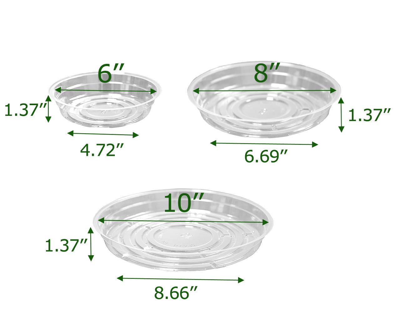 TRUEDAYS clear 6in plant saucer side-view showing compact stability