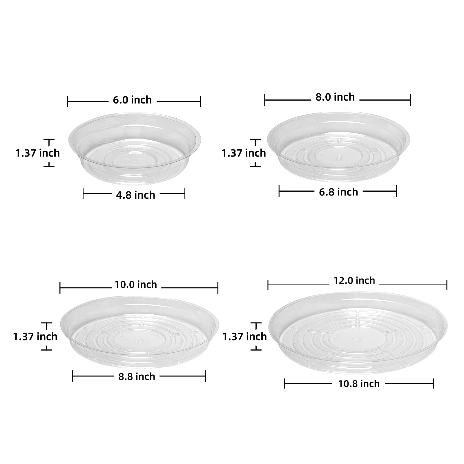 TRUEDAYS clear 10in plant saucers suitable for larger pots and moisture control