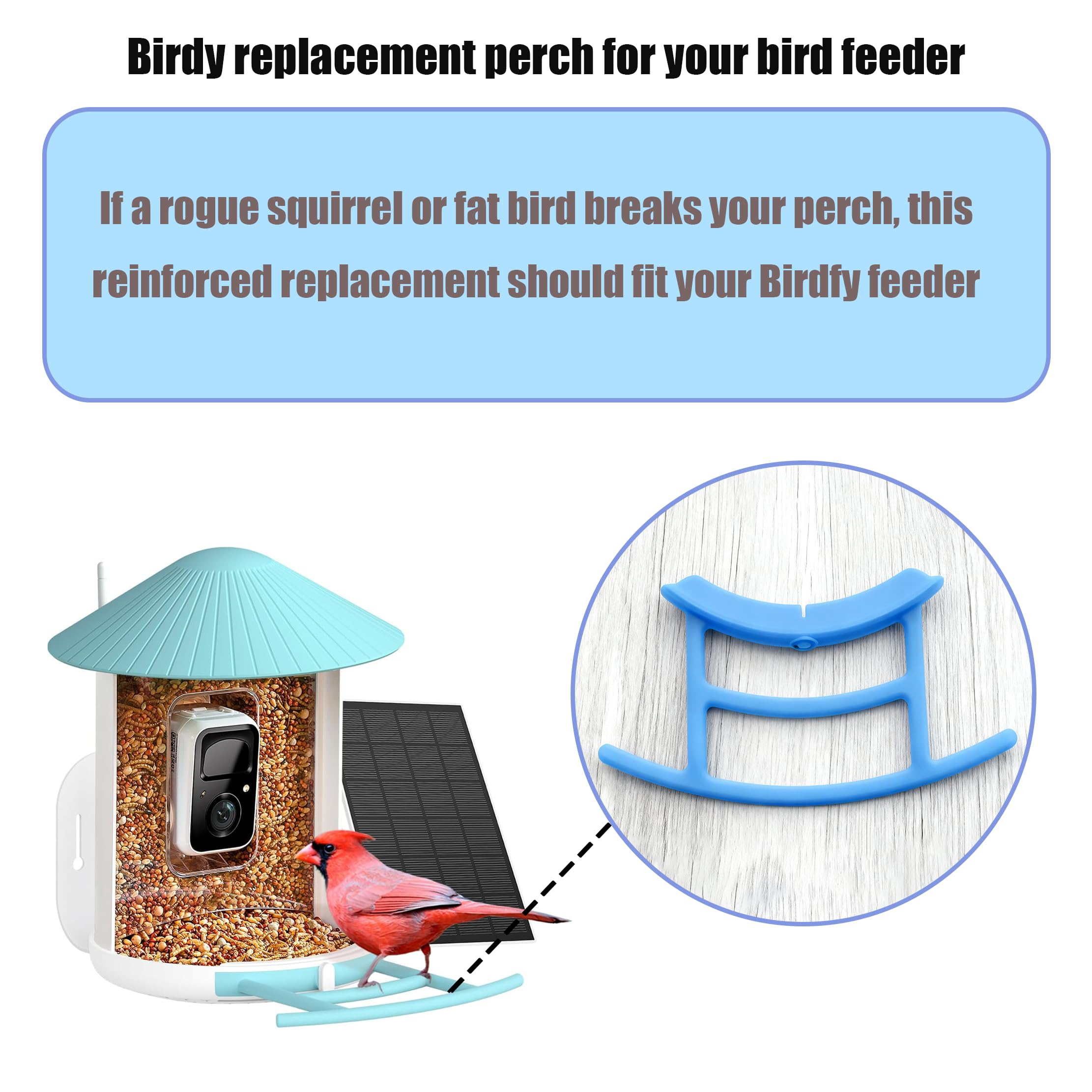 Durable, weather-resistant Truine perch supports birds during feeding for reliable outdoor use.