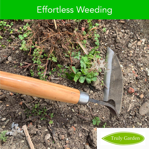Truly Garden Effortless Weeding Sickle ergonomic handle supports both hands