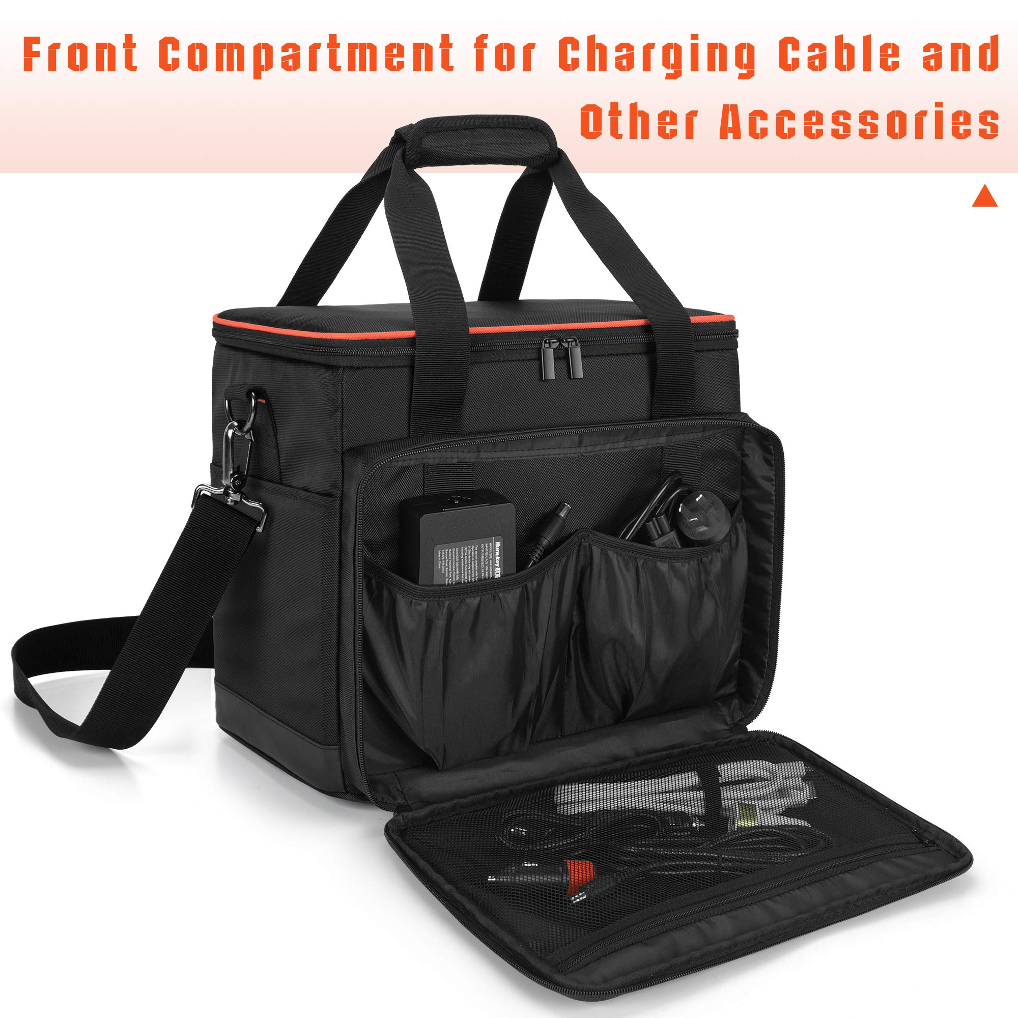 Trunab case with side pocket open for easy access to cables and adapters.