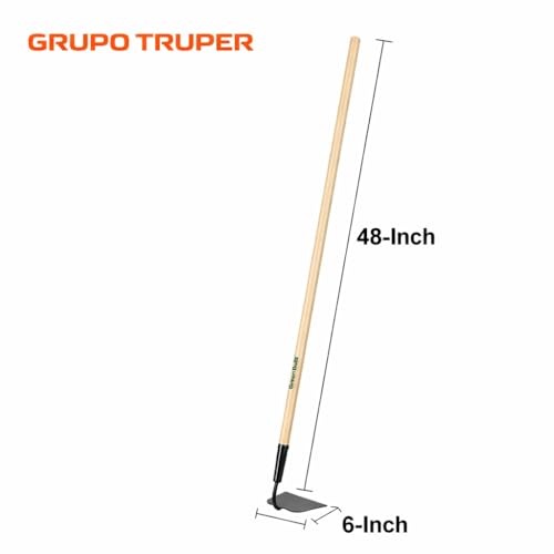 Truper 48 inch wood handle garden hoe for extended reach and standing comfort