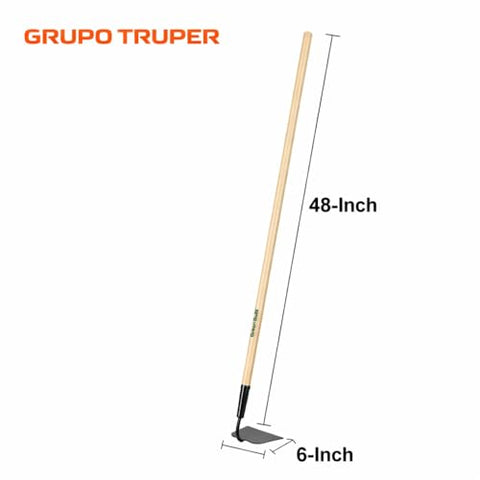 Truper 48 inch wood handle garden hoe for extended reach and standing comfort