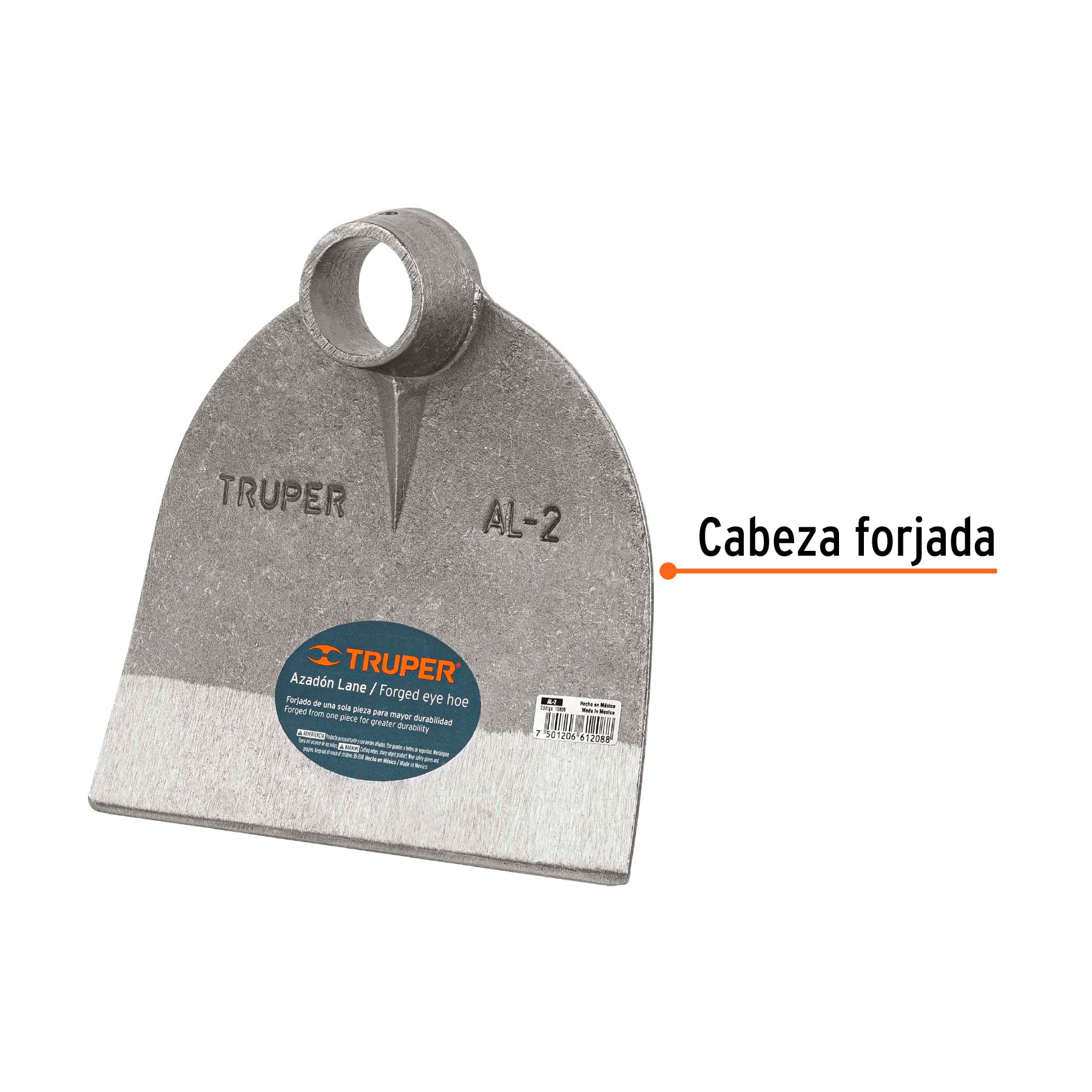 Truper AL-2 round eye hoe in-use demonstrates efficient soil breaking and loosening.