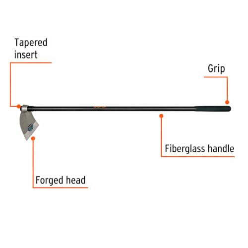 Truper Lane Hoe forged one-piece head reduces vibration during tough digging tasks.